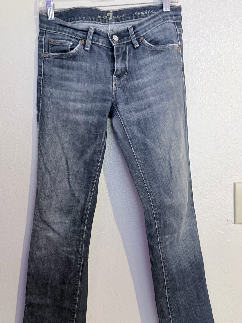 7 For All Mankind Straight Leg Jeans in Washed Blue